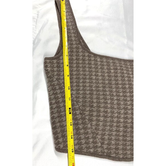 Naadam Set Wool & Cashmere Brown Houndstooth Sweater Flare Pants Corset Top Sz M - Picture 5 of 16